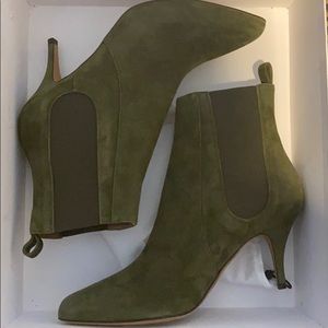 Tabitha Simmons Irwin green suede bootie NWB